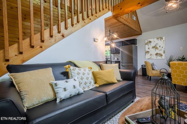 living room with hardwood / wood-style floors