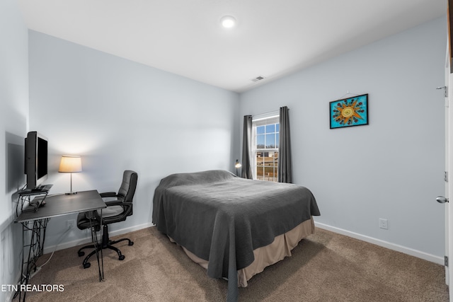 bedroom featuring carpet