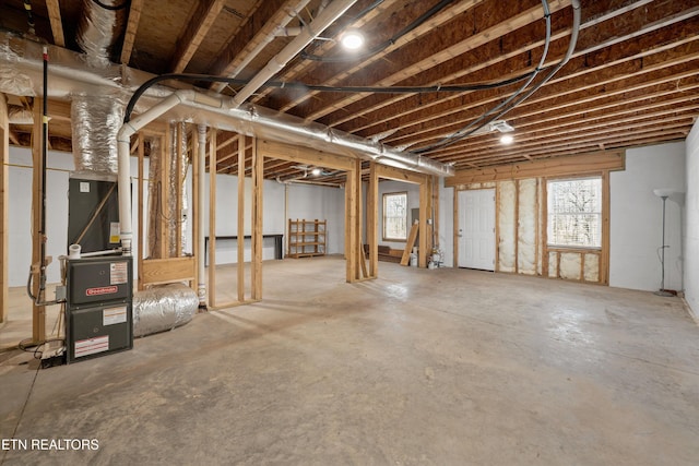 basement with heating unit