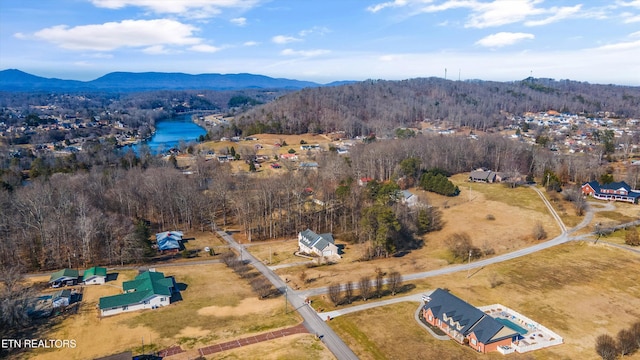 drone / aerial view with a mountain view