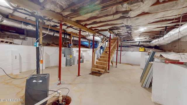 basement with electric water heater