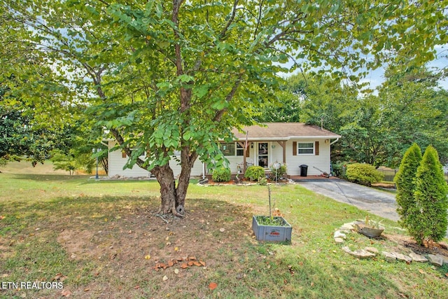 view of front of home featuring a front yard