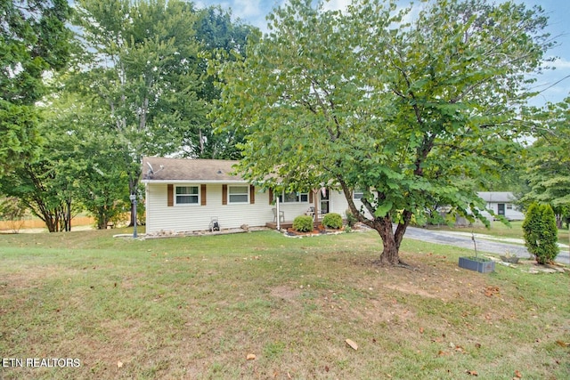 view of front of property with a front lawn