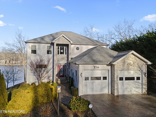 front facade with a garage