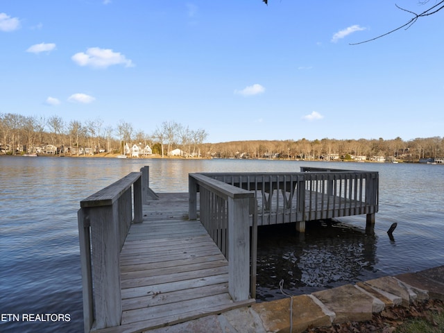 view of dock featuring a water view