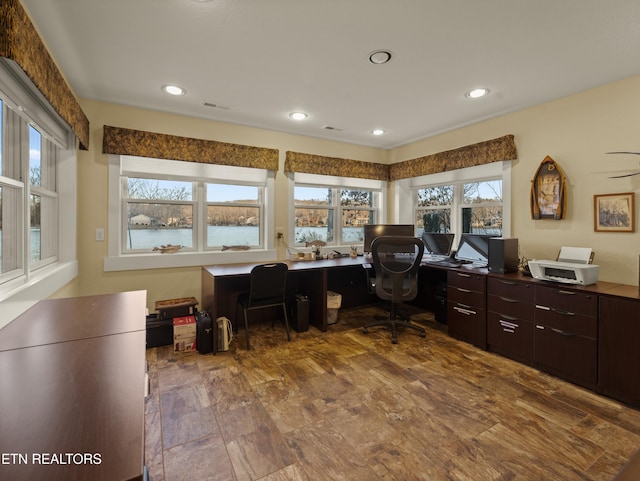 home office with built in desk