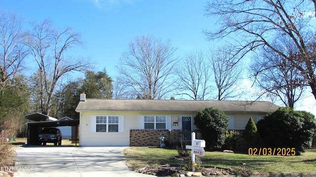 single story home with a carport