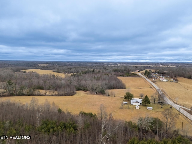 aerial view featuring a rural view