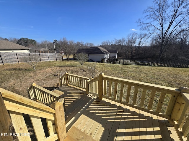 wooden terrace featuring fence private yard