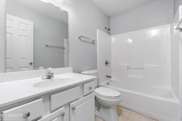 full bathroom with vanity, shower / washtub combination, and toilet