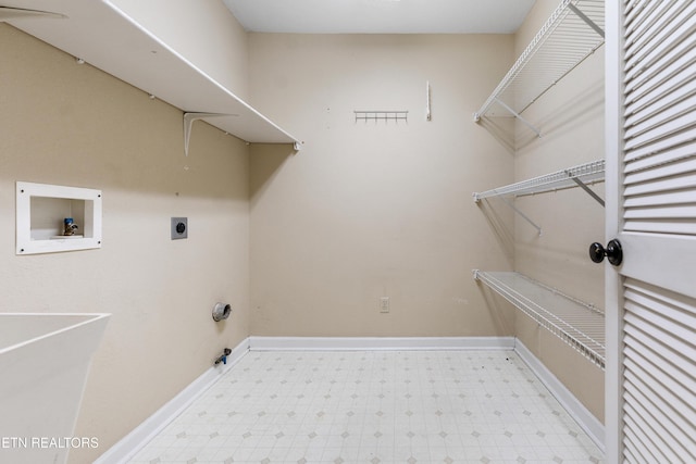 laundry room featuring washer hookup, hookup for an electric dryer, and sink