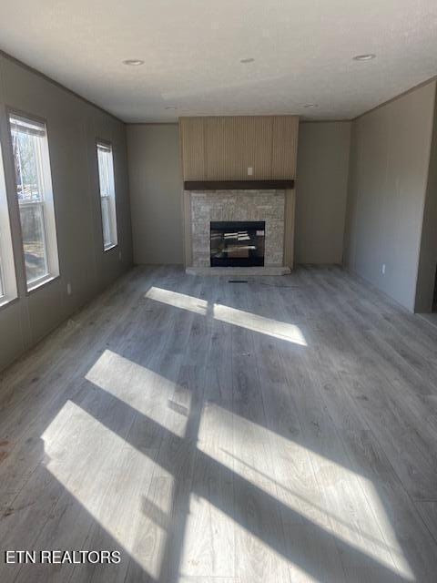 unfurnished living room with wood-type flooring