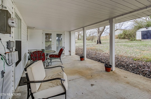 view of patio / terrace featuring french doors