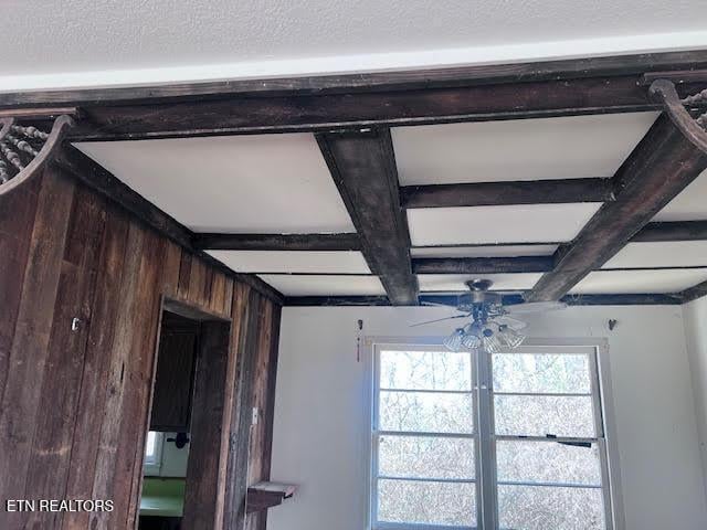 interior details with beamed ceiling and coffered ceiling