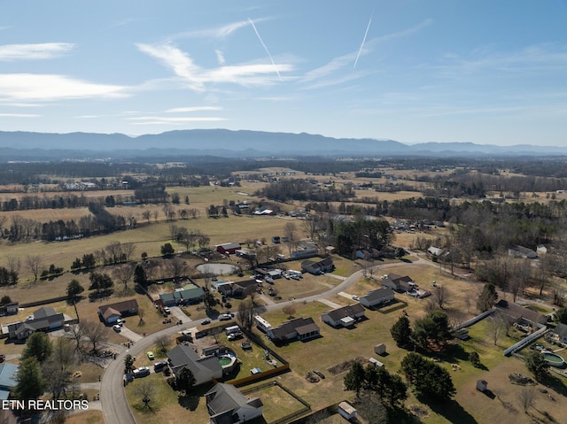 birds eye view of property with a mountain view