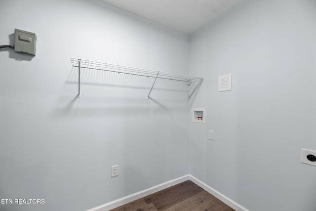 laundry area with washer hookup, hardwood / wood-style floors, and electric dryer hookup