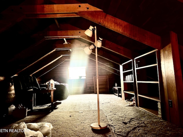 view of unfinished attic