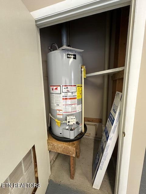 utility room with gas water heater