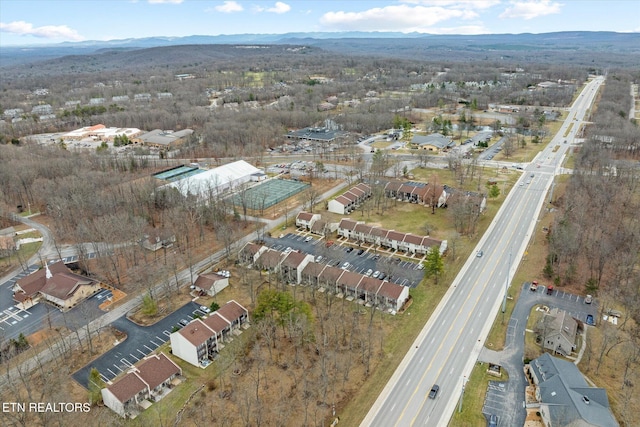 aerial view featuring a residential view and a mountain view