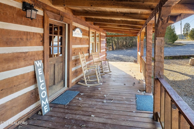 wooden deck with a porch