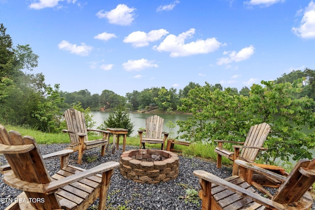 133 Granny Davis Way, Dandridge, TN 37725 - view of patio featuring an outdoor fire pit and a water view