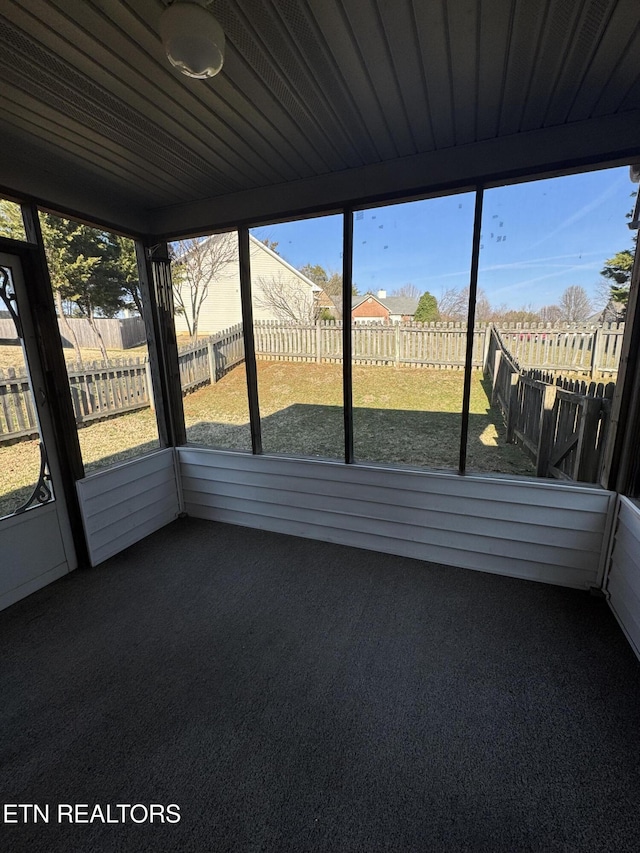 view of unfurnished sunroom