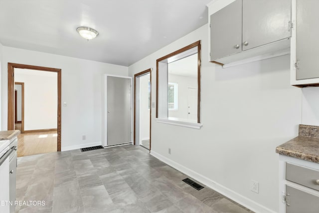 kitchen featuring gray cabinets