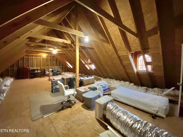 view of unfinished attic