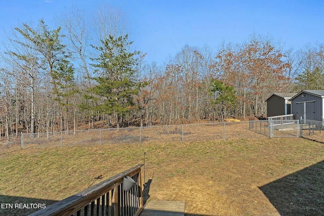 view of yard featuring a shed