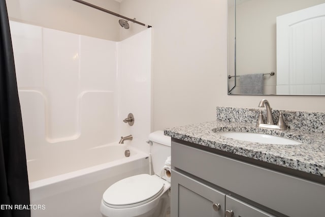 full bathroom with vanity, toilet, and shower / bathing tub combination