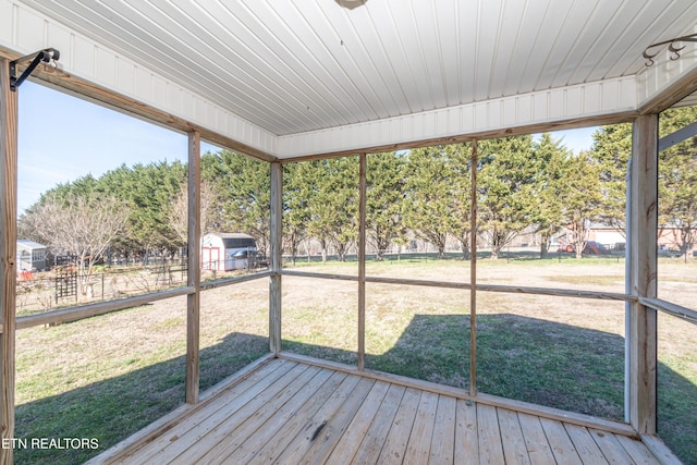 view of unfurnished sunroom