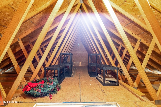 view of unfinished attic