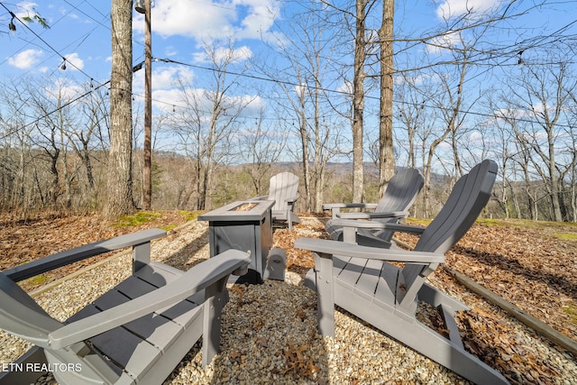 view of yard with an outdoor fire pit