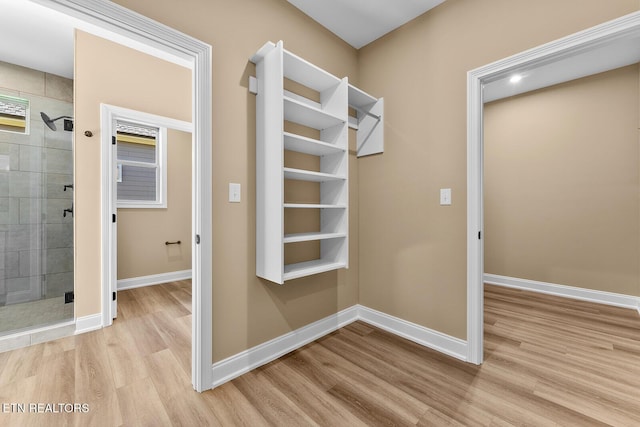 interior space with light hardwood / wood-style floors