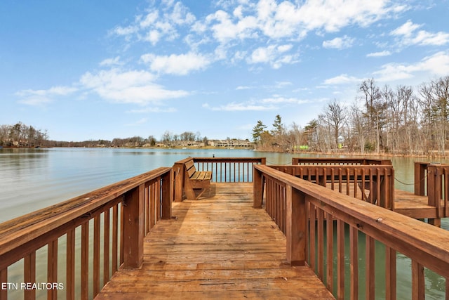 dock area featuring a water view