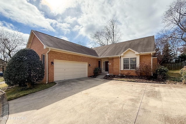 single story home with a garage