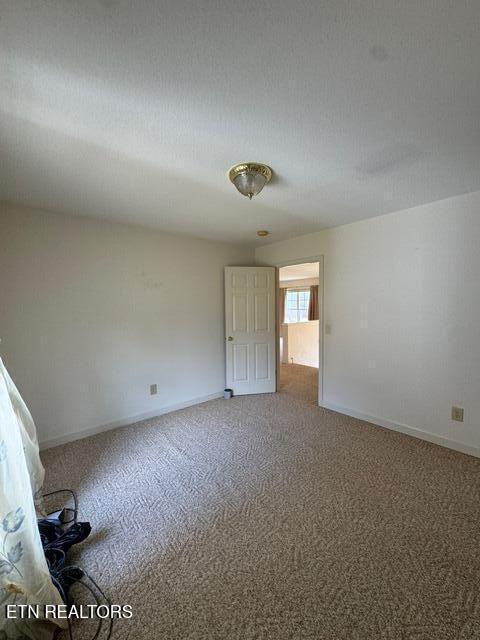 unfurnished room featuring carpet flooring and a textured ceiling