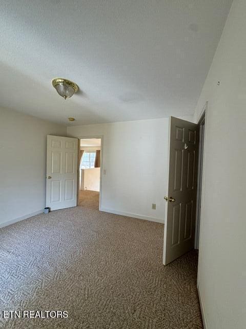 empty room with carpet floors and a textured ceiling