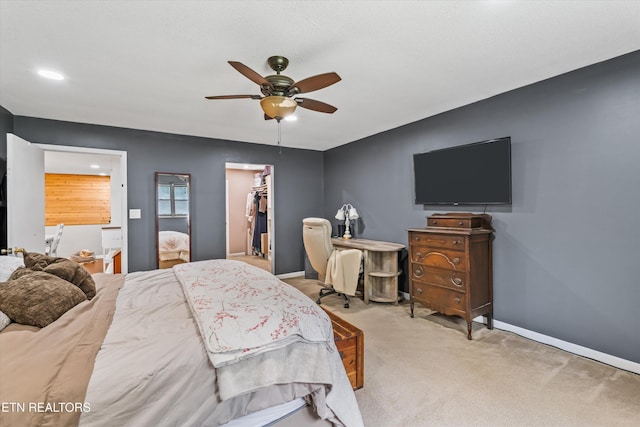 1731 Vonore Rd, Loudon, TN 37774 - carpeted bedroom with a spacious closet, baseboards, a closet, a ceiling fan, and recessed lighting