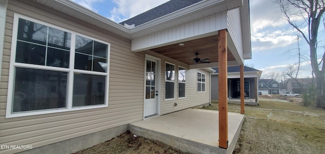 view of patio / terrace featuring ceiling fan