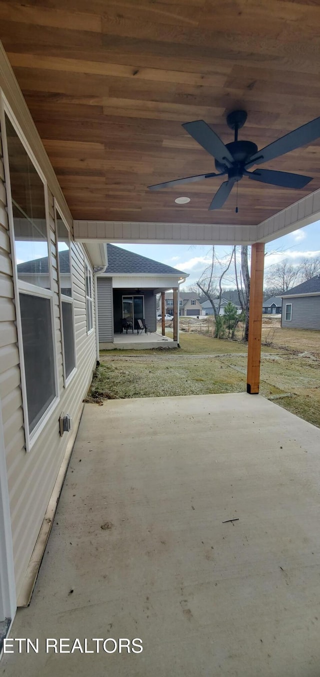 view of patio / terrace featuring ceiling fan