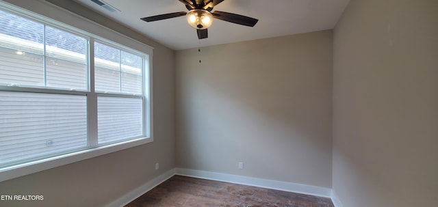 spare room featuring ceiling fan