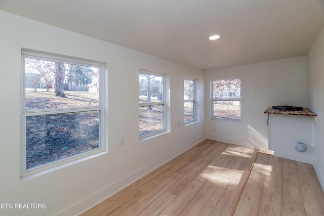 spare room featuring light wood-type flooring