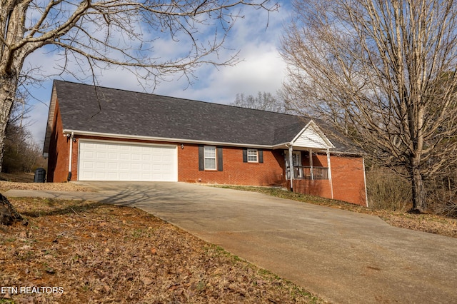 single story home with a garage