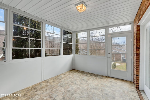 view of unfurnished sunroom