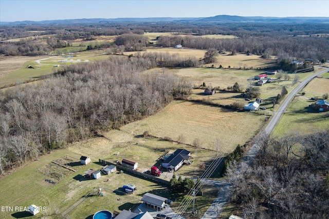 aerial view featuring a rural view