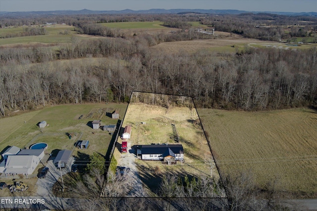 aerial view with a rural view