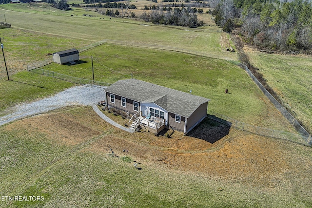 drone / aerial view with a rural view