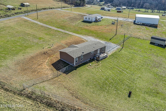 aerial view featuring a rural view