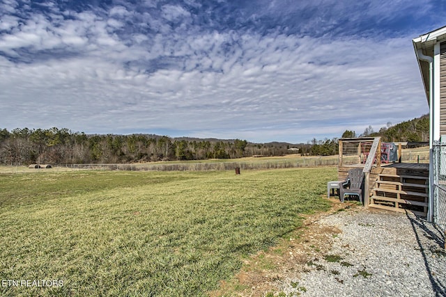 view of yard with a rural view